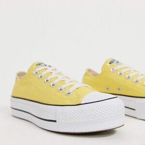 Yellow Converse Low Top Lift Platform